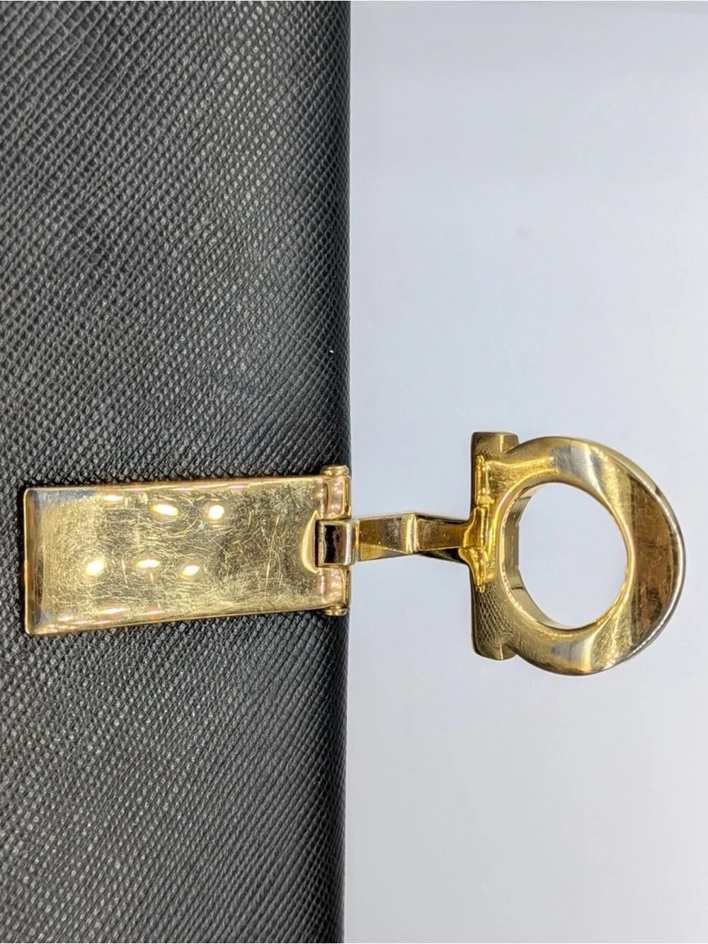 Salvatore Ferragamo  Black Women's Leather Wallet with Gold Accent
